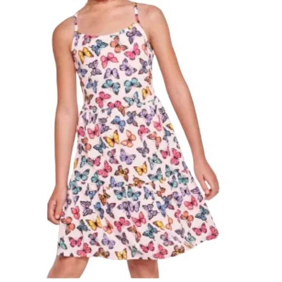 The Children’s Place Light Pink Multi Color Butterflies Tiered Dress Size M - Picture 7 of 8